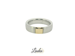 Moderner Bicolor-Trauring Silber Gold Partnerringe - SG 628/5