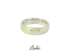 Moderner Bicolor-Trauring Silber Gold Partnerringe - SGB 119/6