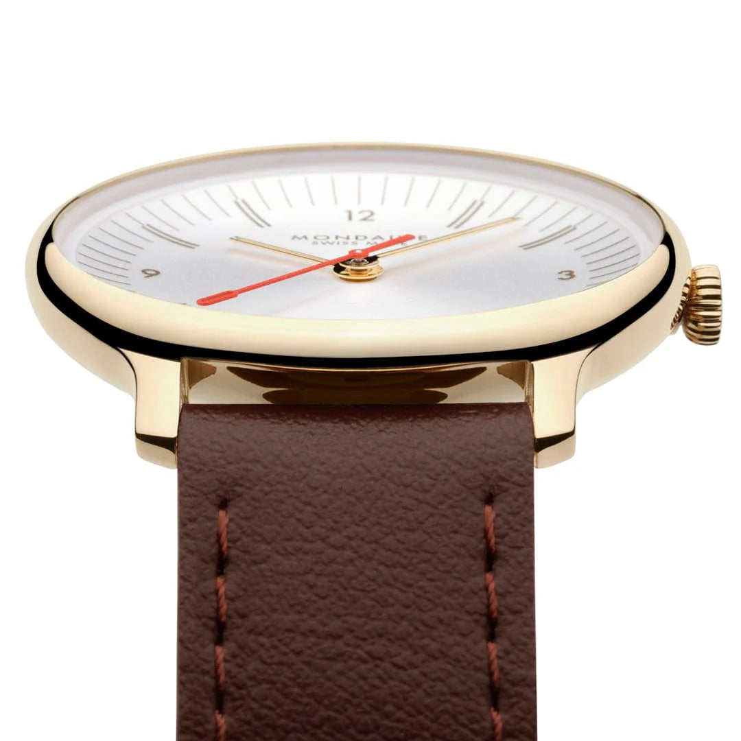 Mondaine Doppio Goldig / Braun Ø 33 Damenuhr - MLE.33110.LGV