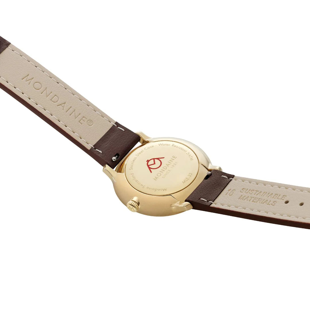 Mondaine Doppio Goldig / Braun Ø 33 Damenuhr - MLE.33110.LGV