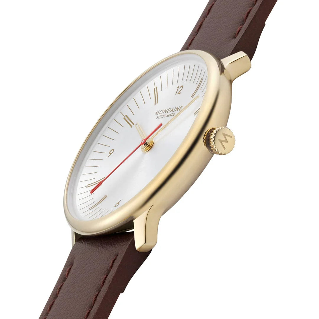 Mondaine Doppio Goldig / Braun Ø 33 Damenuhr - MLE.33110.LGV
