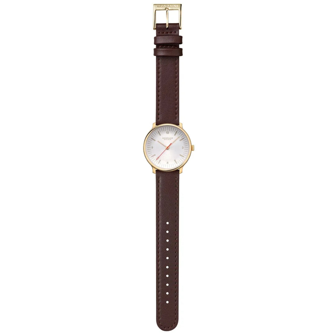 Mondaine Doppio Goldig / Braun Ø 33 Damenuhr - MLE.33110.LGV