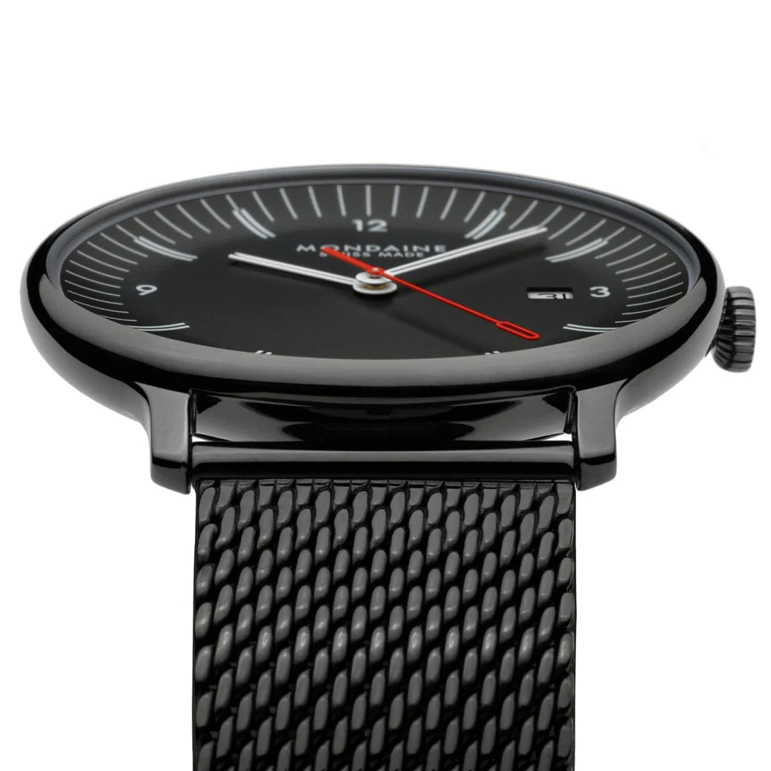Mondaine Doppio Schwarz Ø 41 Herrenuhr - MLE.41220.SM
