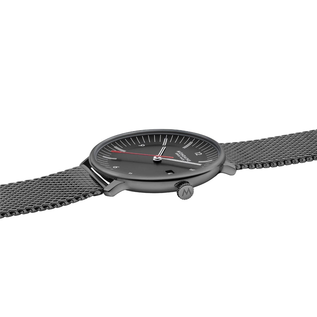 Mondaine Doppio Schwarz Ø 41 Herrenuhr - MLE.41220.SM