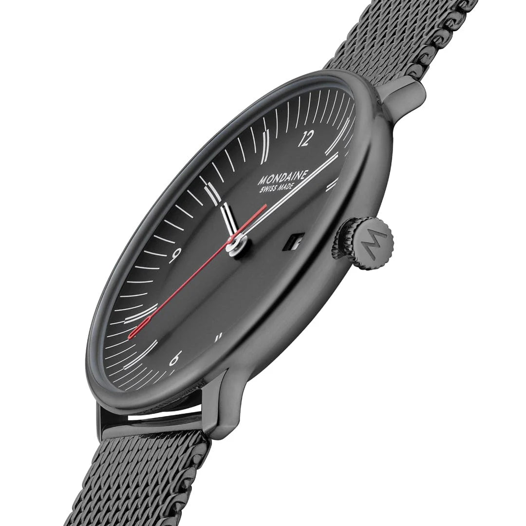 Mondaine Doppio Schwarz Ø 41 Herrenuhr - MLE.41220.SM