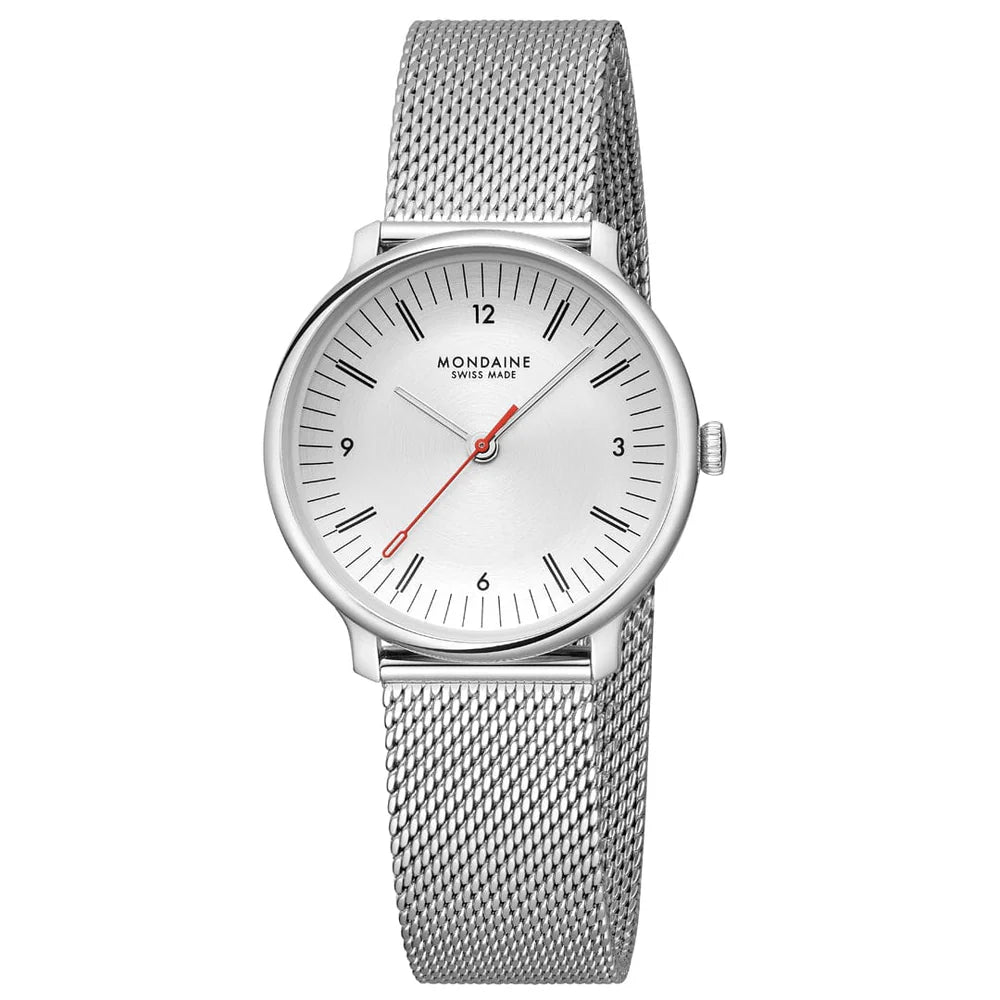 Mondaine Doppio Silbrig Ø 33 Damenuhr - MLE.33110.SM