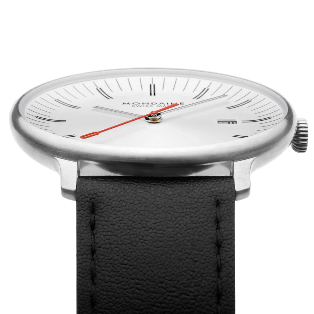 Mondaine Doppio Silbrig / Schwarz Ø 41 Herrenuhr - MLE.41210.LBV