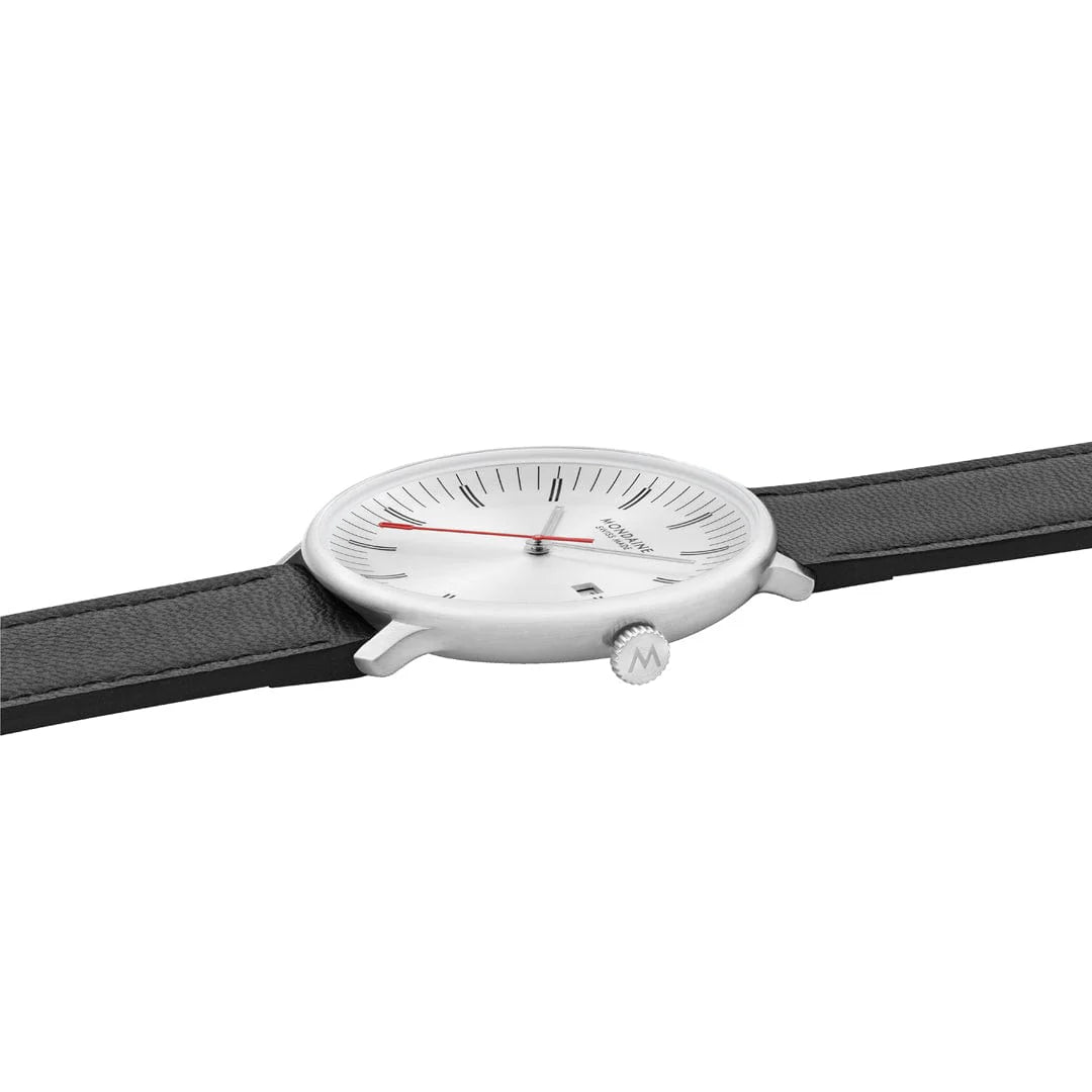Mondaine Doppio Silbrig / Schwarz Ø 41 Herrenuhr - MLE.41210.LBV