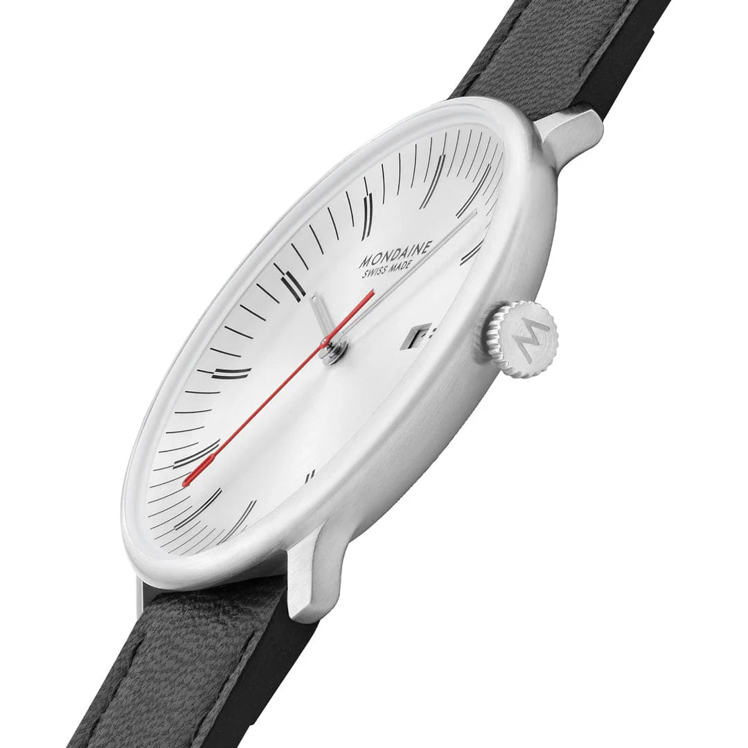 Mondaine Doppio Silbrig / Schwarz Ø 41 Herrenuhr - MLE.41210.LBV