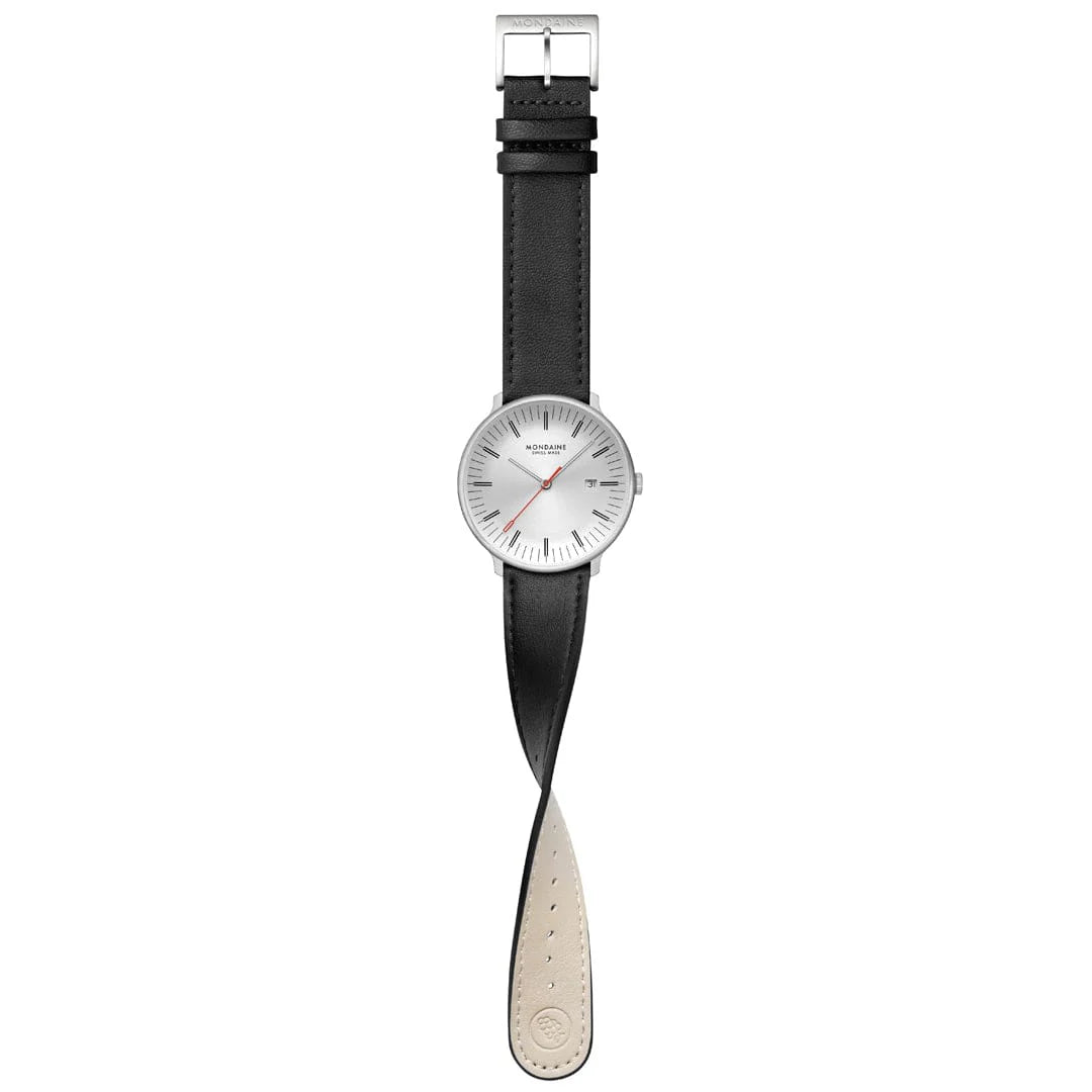 Mondaine Doppio Silbrig / Schwarz Ø 41 Herrenuhr - MLE.41210.LBV