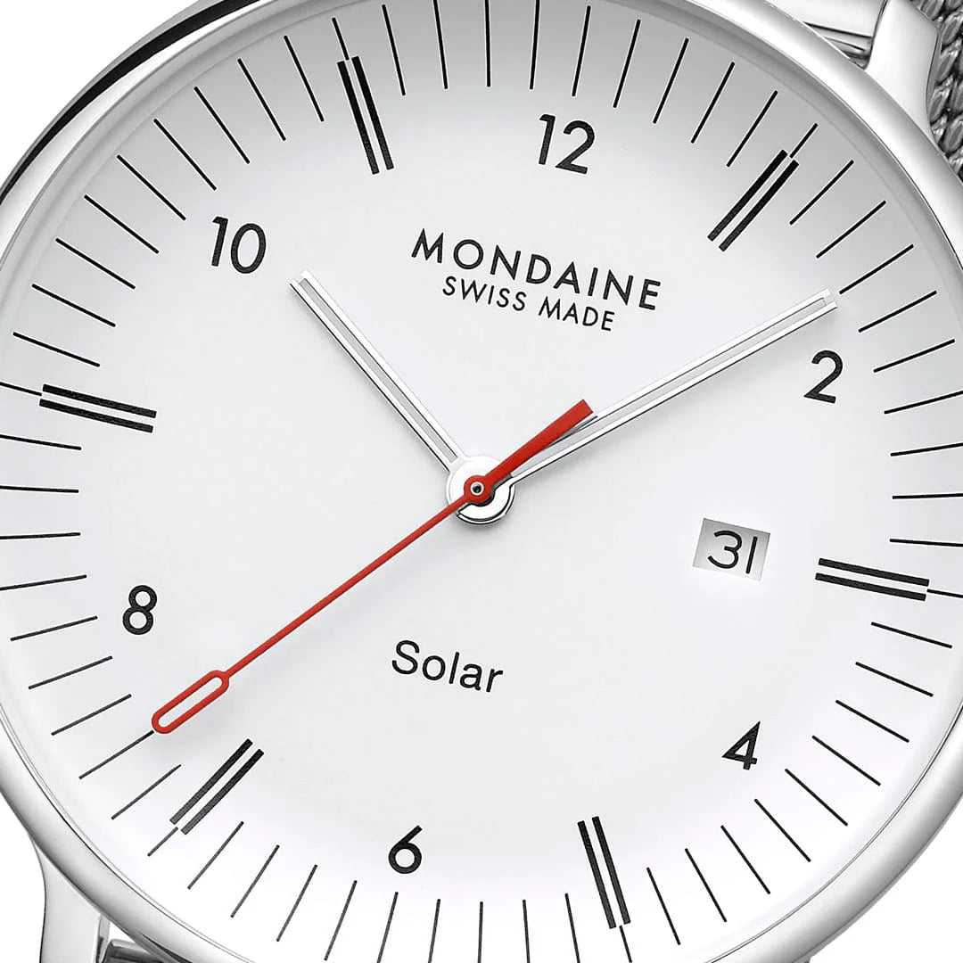 Mondaine Doppio Solar Silber Ø 41 Herrenuhr - MLE.41910.SM