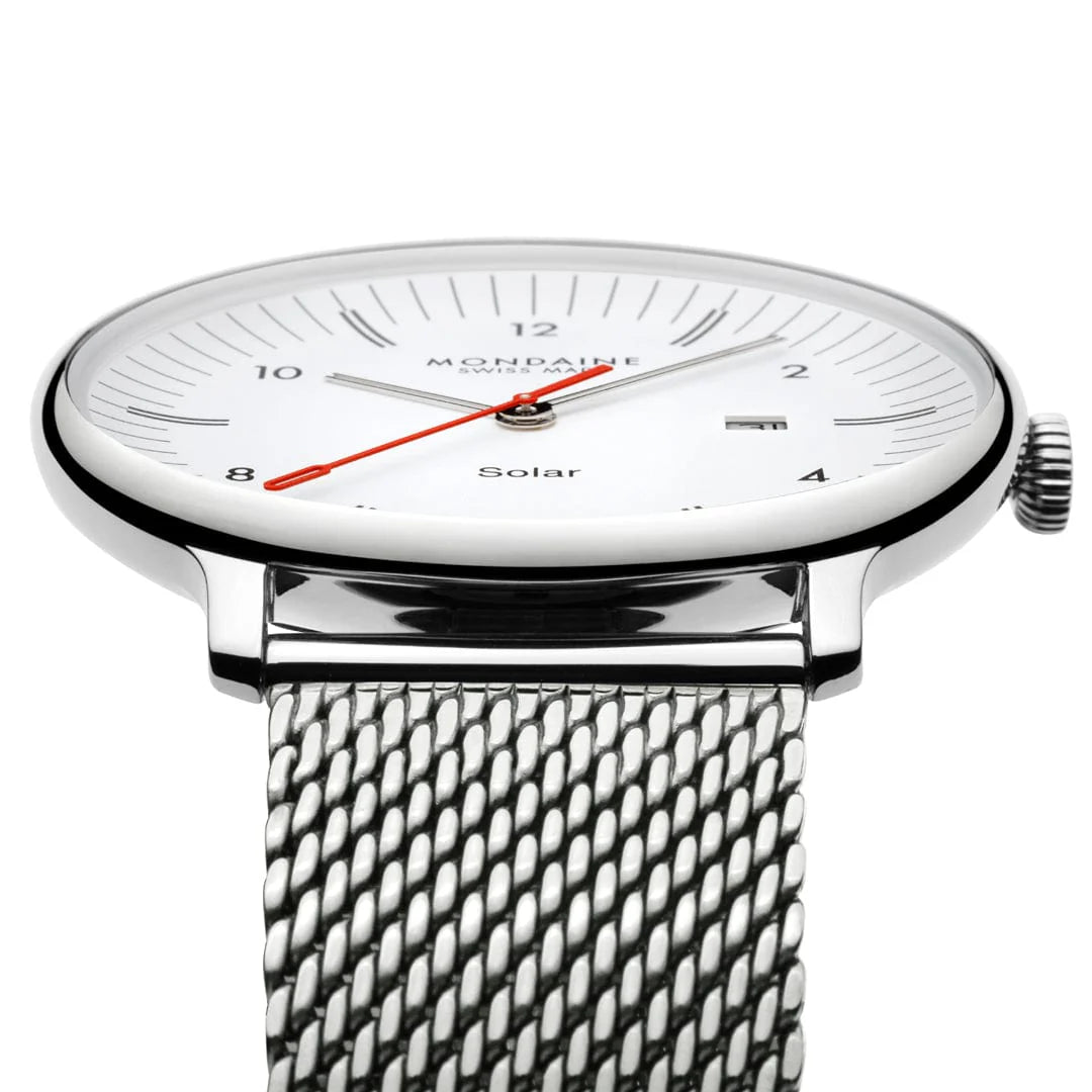 Mondaine Doppio Solar Silber Ø 41 Herrenuhr - MLE.41910.SM