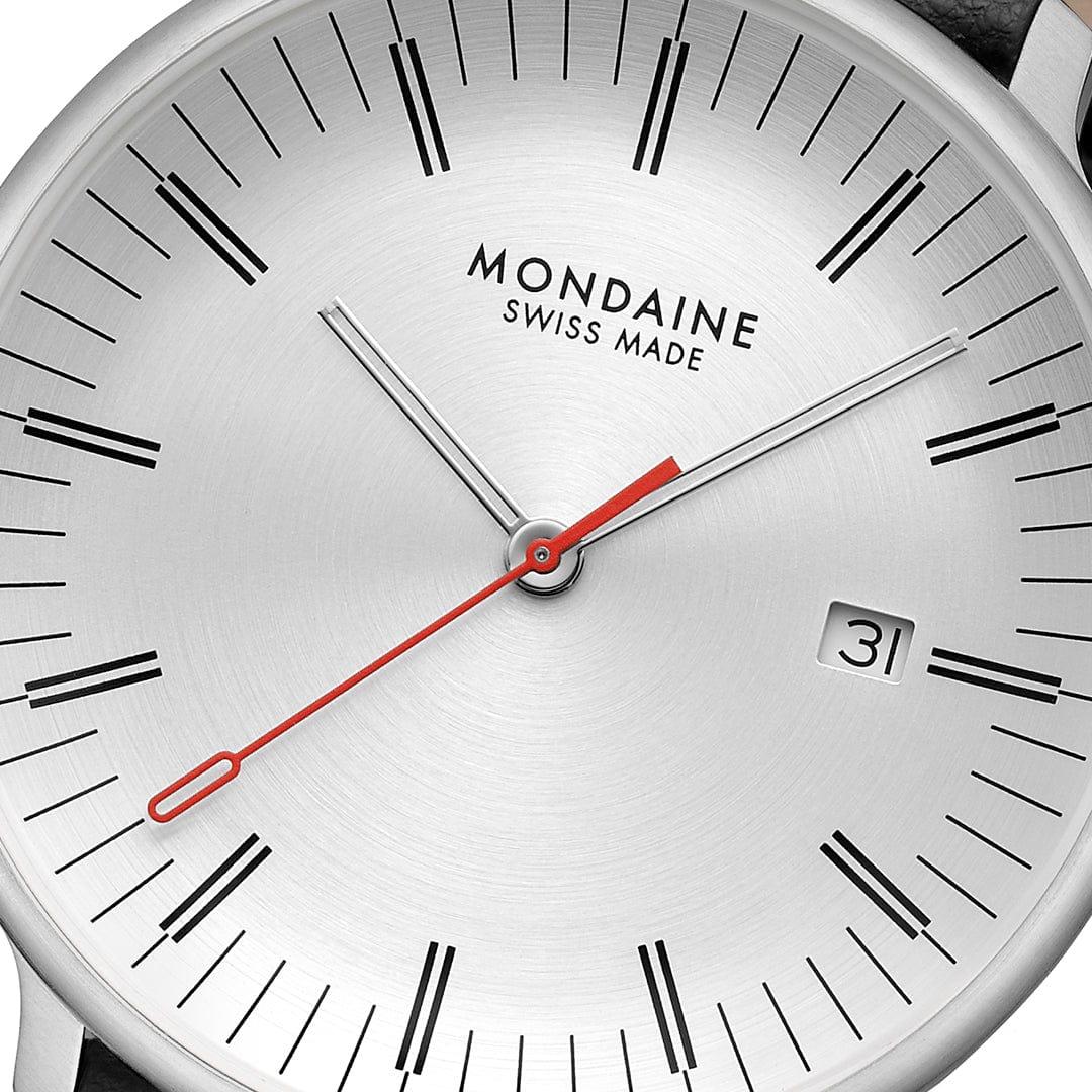 Mondaine Doppio Solar Silber / Schwarz Ø 41 Herrenuhr - MLE.41910.LBV