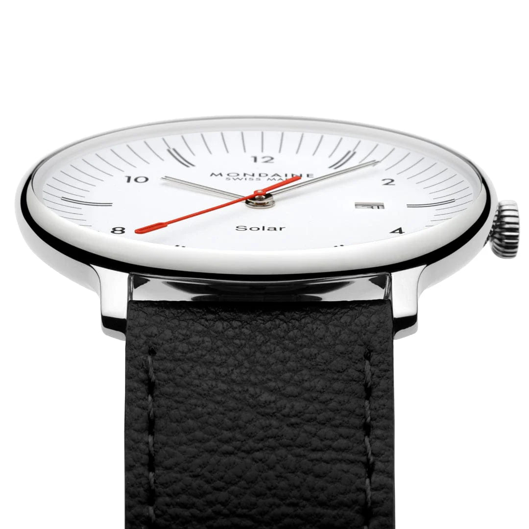 Mondaine Doppio Solar Silber / Schwarz Ø 41 Herrenuhr - MLE.41910.LBV