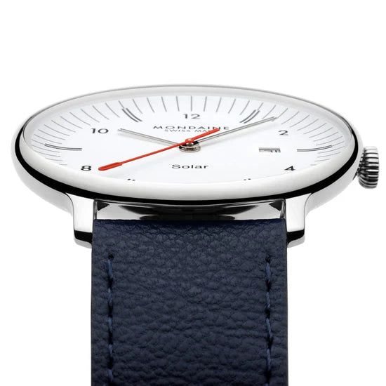 Mondaine Doppio Solarblau / Weiss Ø 41 Herrenuhr - MLE.41910.LDV