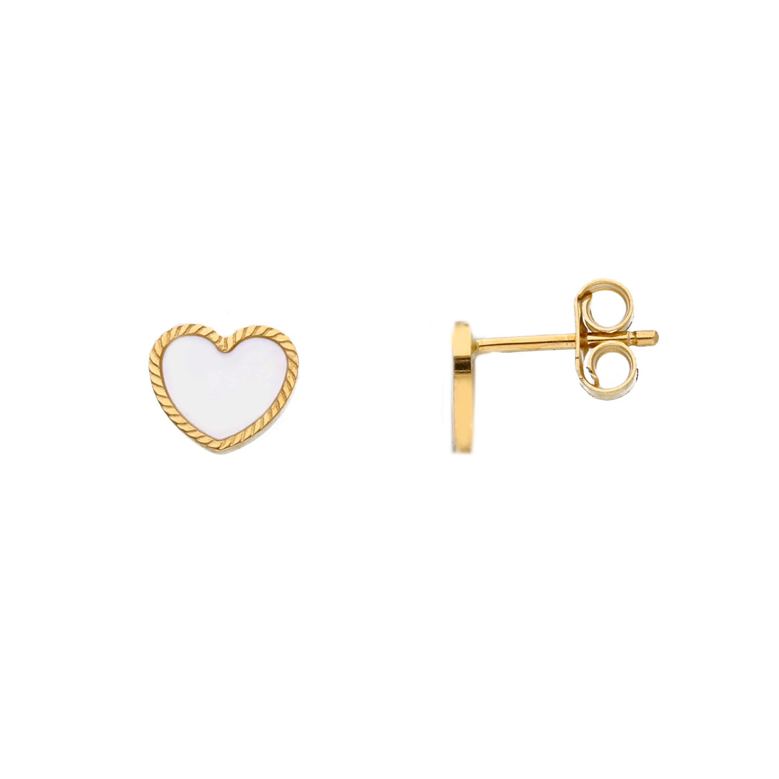 Damen Ohrstecker in 750/18 Karat Gelbgold mit Perlmutt, Herzen in Gold - 267157