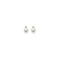 Ohrstecker in 18 Karat Gelbgold, Akoya Perle 6.5-7 mm, Diamant