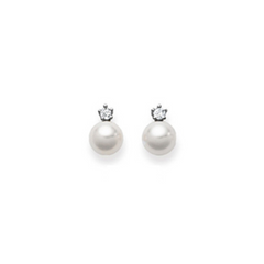Ohrstecker in 18 Karat Weissgold, Akoya Perle 7.5-8 mm, Diamant
