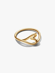 Organisch geformter Herz Ring vergoldet – Minimalistischer Damenring mit offenem Herz Grösse 52