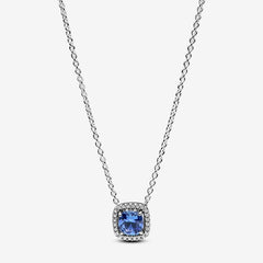 Pandora Funkelnder Eckiger Blauer Strahlenkranz-Halsketten- Anhänger -  393560C01