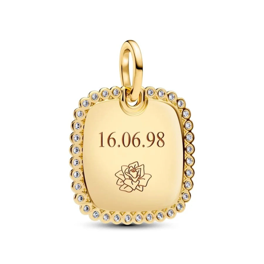 Pandora Quadratischer Plättchenanhänger mit Gravurmöglichkeit - 364009C01