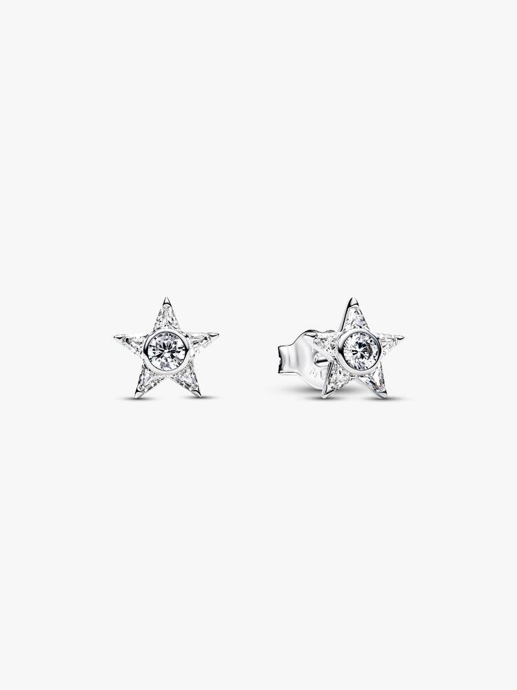 Die Pandora Timeless Funkelnder Stern Ohrstecker aus 925 Sterling Silber mit funkelnden weissen Zirkonia