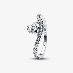 Pandora Wavy Pavé Heart Ring -  193661C01