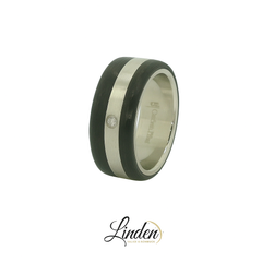 Partnerring Carbon & Stahl mit Brillant – Modell CSB-042/8