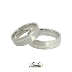 Silber 925 rhodinierte Partnerringe – Freundschaftsringe Set für Paare – Damen- & Herrenring | LS-60/6 & LSZ-61/6
