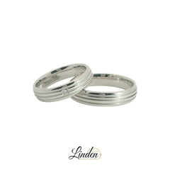 Silber 925 rhodinierte Partnerringe – Freundschaftsringe Set für Paare – Damen- & Herrenring | LS-56/5 & LSZ-57/5