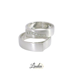 Bagues partenaires en argent 925 rhodié avec zircones – LS-03/6 et LS-04/6