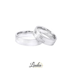 Silber 925 rhodinierte Partnerringe – Freundschaftsringe Set für Paare – Damen- & Herrenring | LS-31/6 & LSZ-32/6