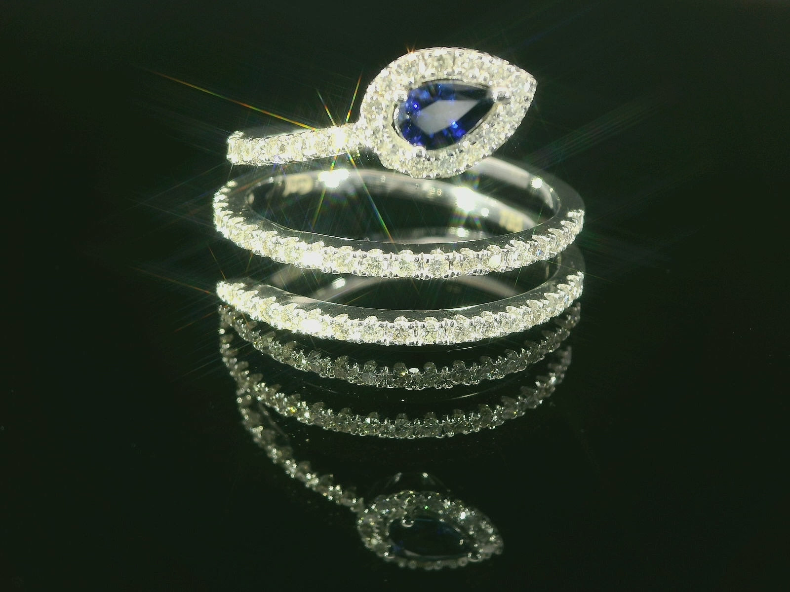 Eleganter Goldring mit Brillant & Fantasie-Fassung – 18K Weissgold, 0.48ct Diamanten - YZ00003283