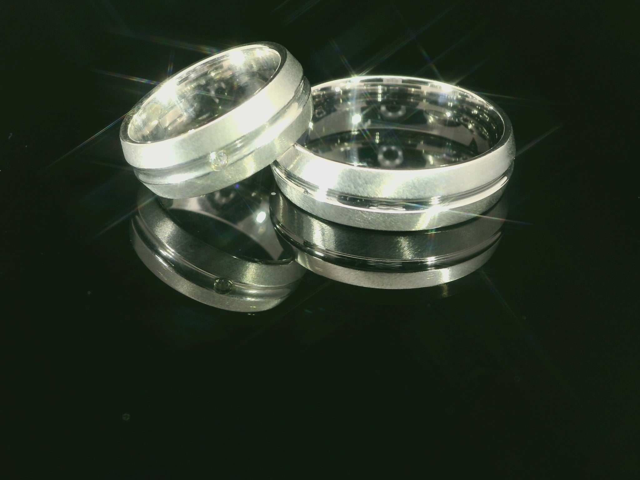 Silber 925 rhodinierte Partnerringe – Freundschaftsringe Set für Paare – Damen- & Herrenring | LS-11/6 & LSZ-12/6