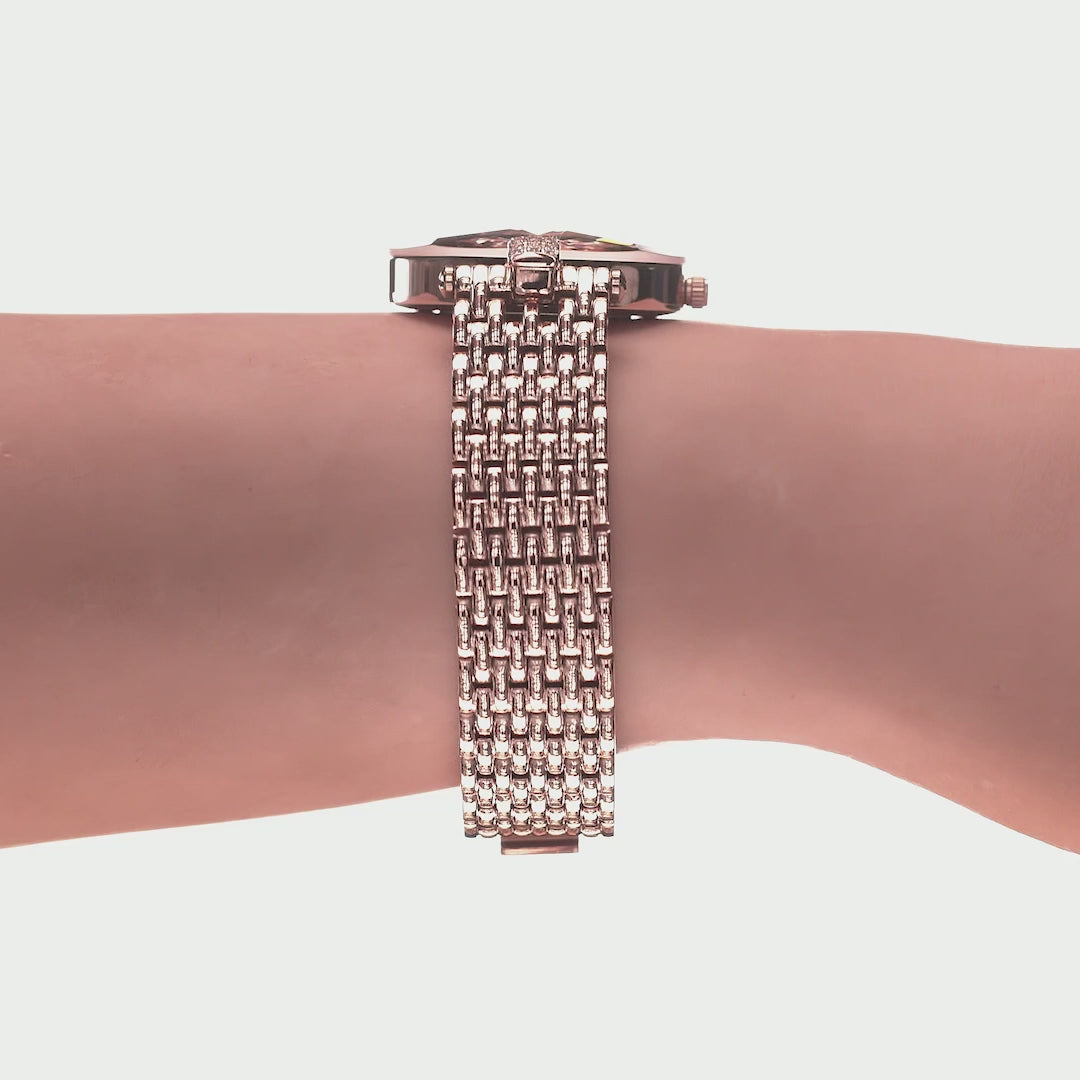 Facet Strass Schweizer Damenuhr - J5.773.M