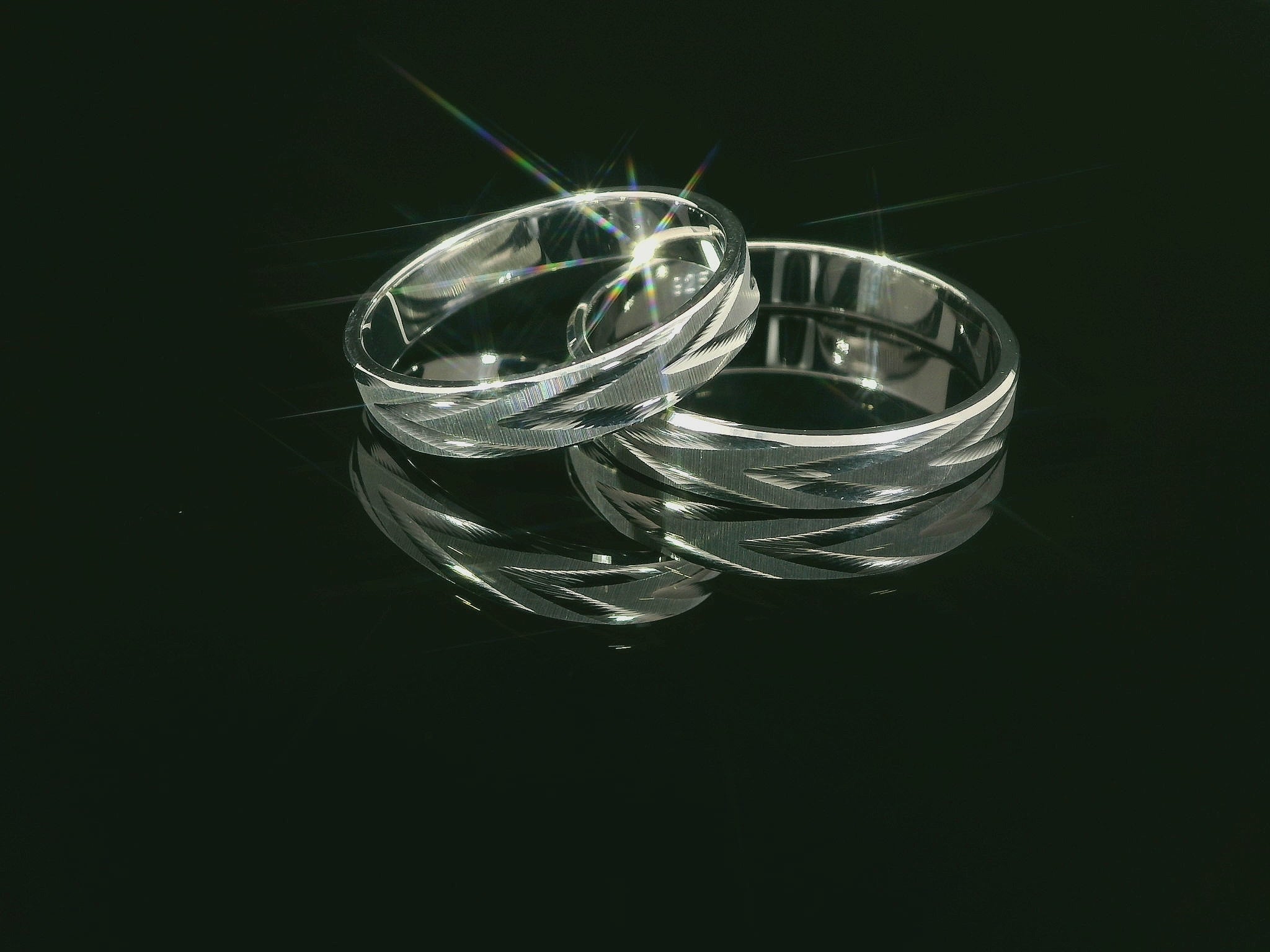 Silber 925 rhodinierte Partnerringe – Freundschaftsringe Set für Paare – Damen- & Herrenring | LS-407/4