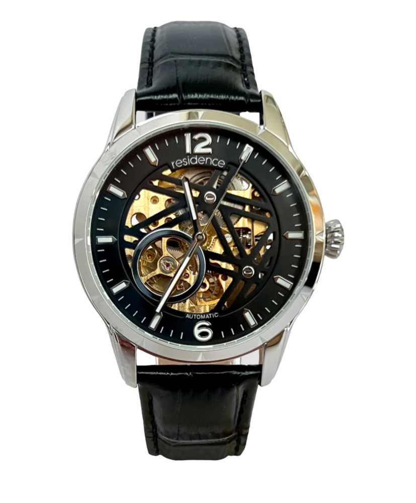 Residence Skelett Automatik Uhr Stahl  Lederarmband - AS 9242