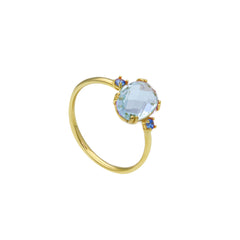 Ring in 18 Karat - 750 Gelbgold mit gefassten Kristallen - 281658