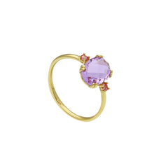 Ring in 18 Karat - 750 Gelbgold mit gefassten Kristallen - 281659