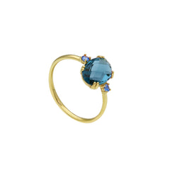 Damen Ring in 750/18 Karat Gelbgold mit gefassten Kristallen - 281661