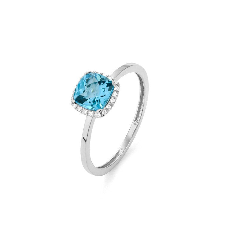 Ring in 18 Karat Weissgold mit gefassten Diamanten und Topas - R2880018NWA14