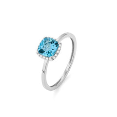 Ring in 18 Karat Weissgold mit gefassten Diamanten und Topas - R2880018NWA14