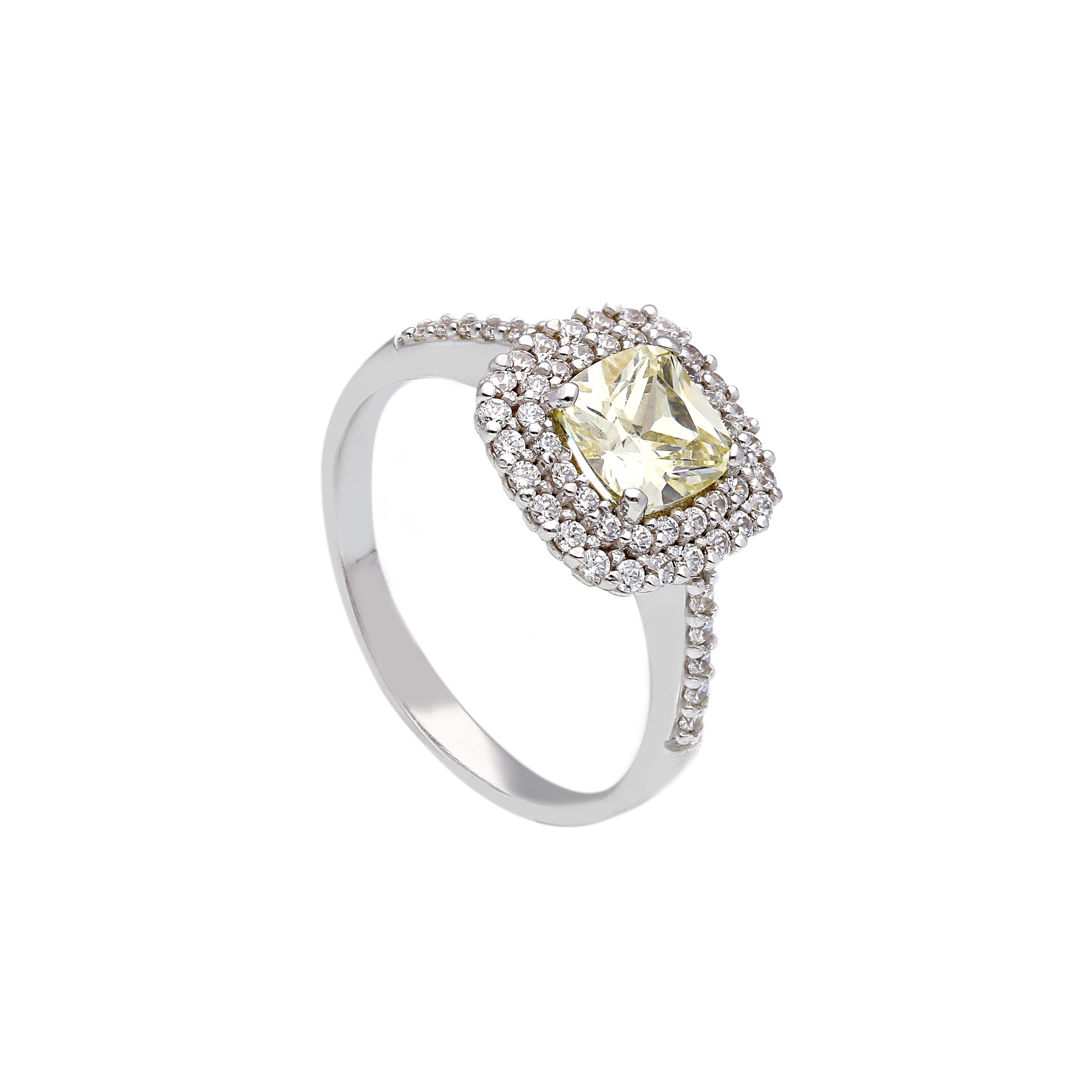 Ring in 18 Karat Weissgold mit gefassten Zirkoniasteinen - 263648