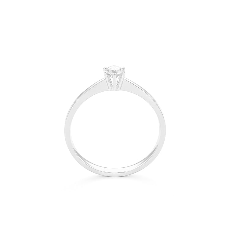 Facet Classic Solitär Ring in 750/18 Karat Weissgold