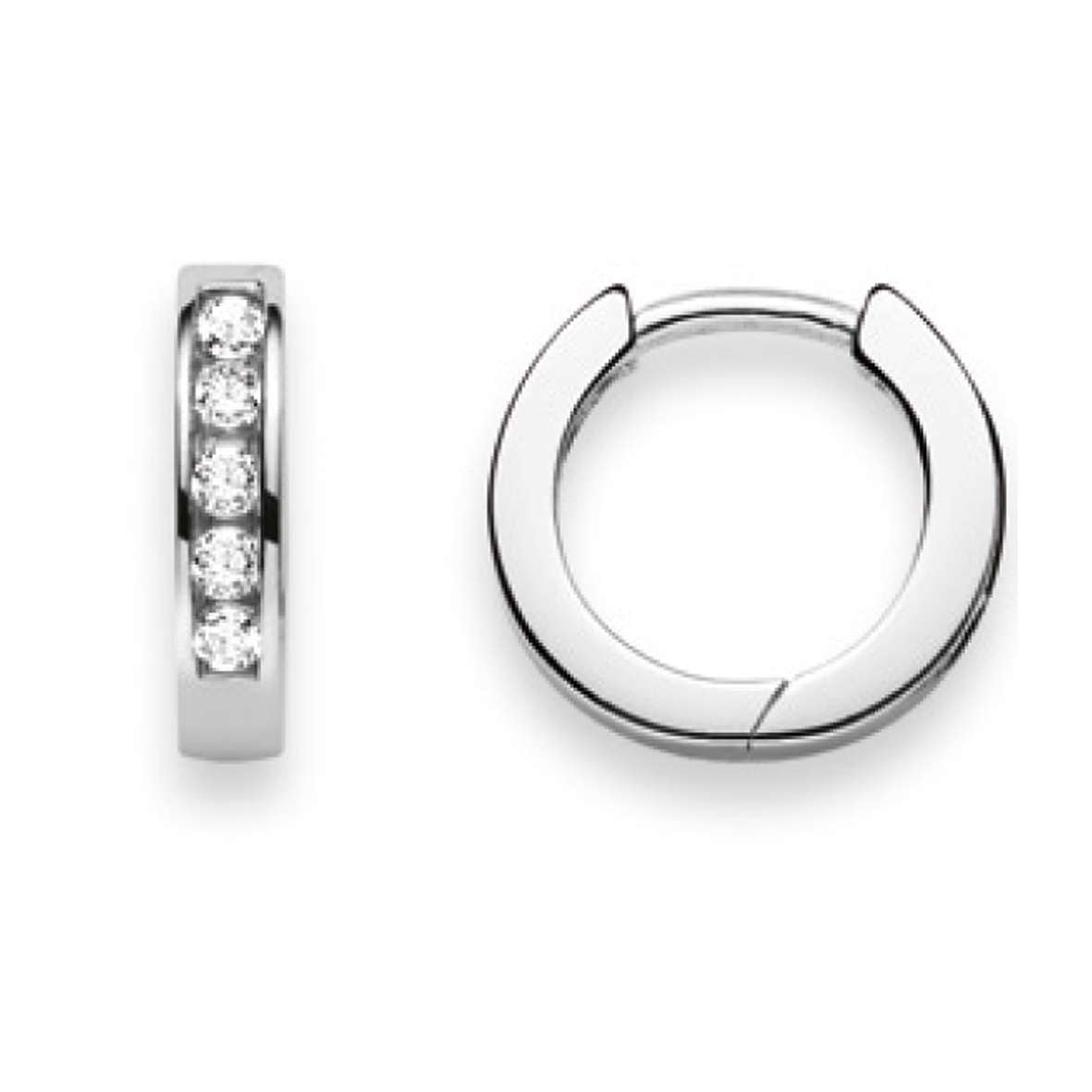 Scharnier-Creolen Silber 925 weiss mit Zirkonia -  6264.04598/1200