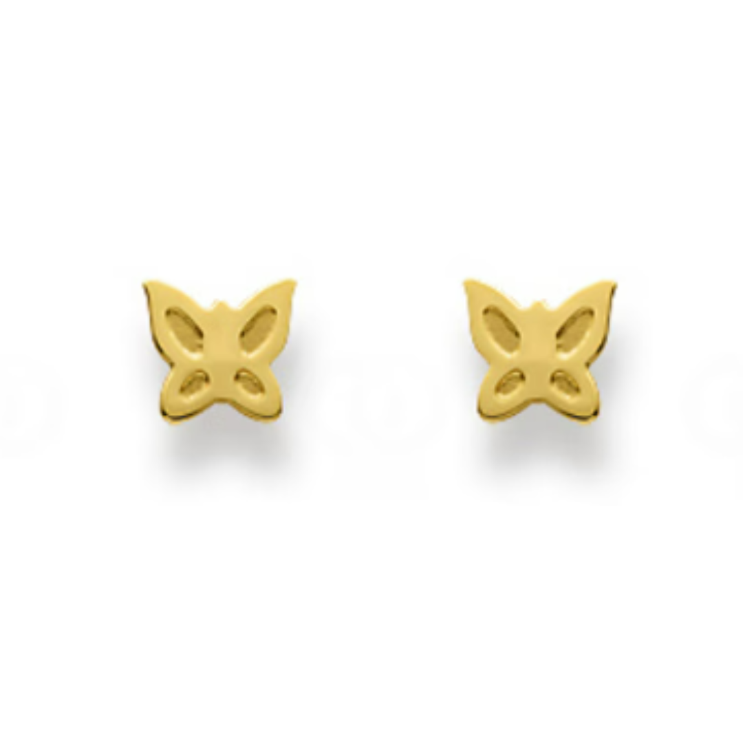 Schlichte Schmetterling Ohrstecker in 18 Karat Gelbgold