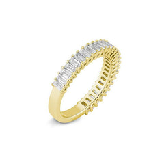 Bague étroite demi-éternité sertie de diamants de laboratoire baguette – Bague élégante avec diamants de laboratoire – 41063090