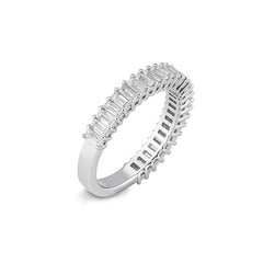 Bague étroite demi-éternité sertie de diamants de laboratoire baguette – Bague élégante avec diamants de laboratoire – 41063090