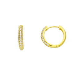 Boucles d'oreilles créoles en argent avec zircone plaqué or