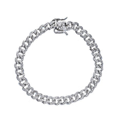 Silber Panzerarmband mit Zirkonia